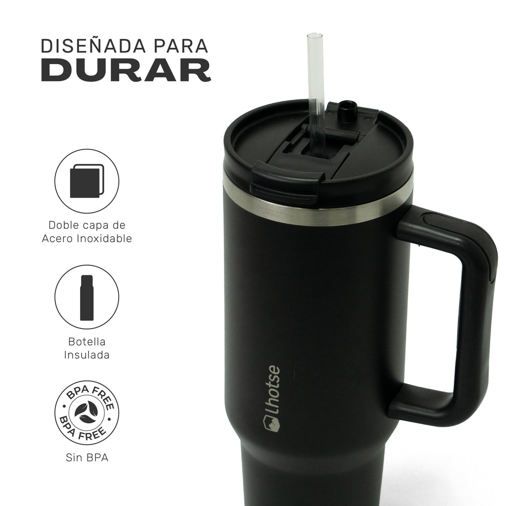 Lhotse Vaso Tumbler 1180ml Negro diseñado para durar acero inoxidable - detalle