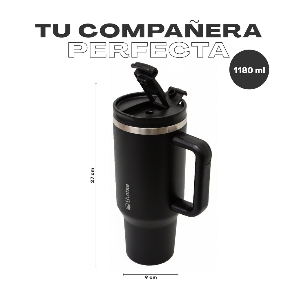 Lhotse Vaso Tumbler 1180ml Negro tu compañera vida activa - detalle
