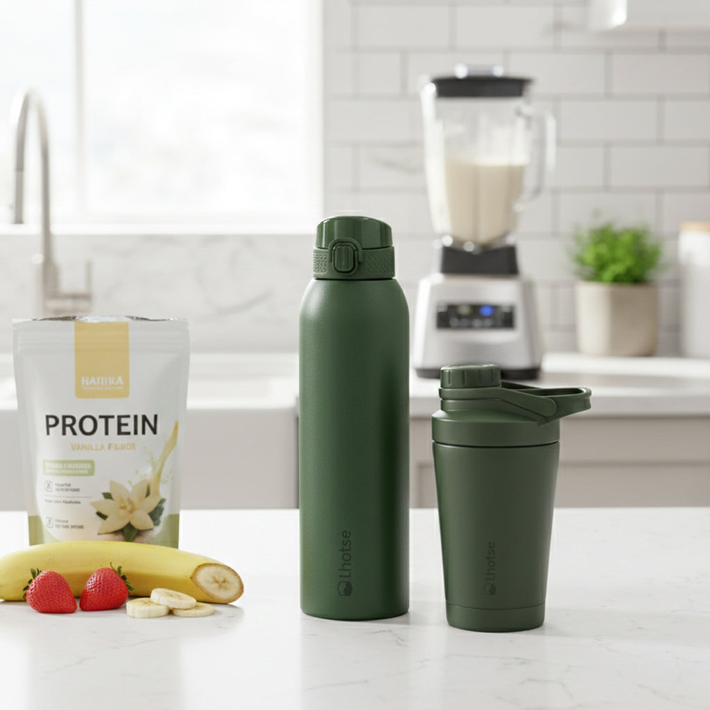 Shaker Vaso Proteina + Botella Térmica Hydrocore Verde