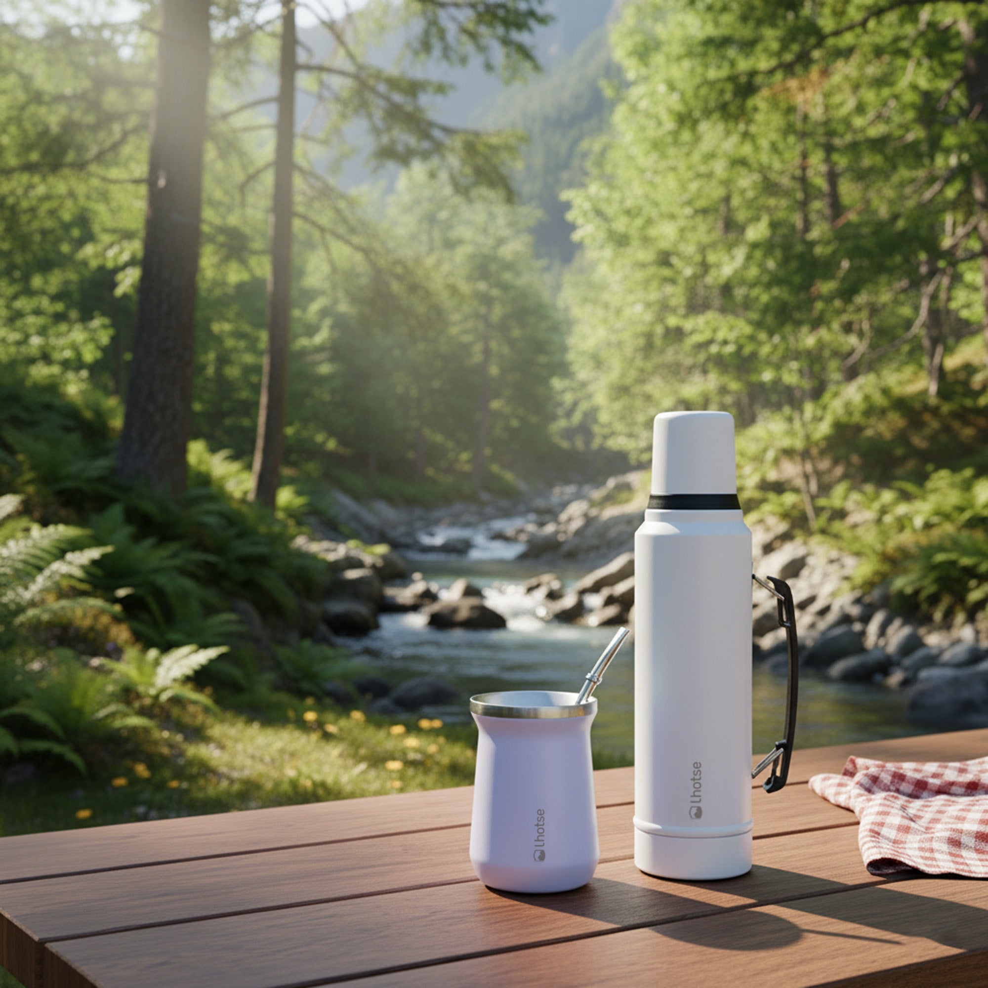 Termo Liquido Classic 1,3 lts + Mate Bombilla Lhotse White