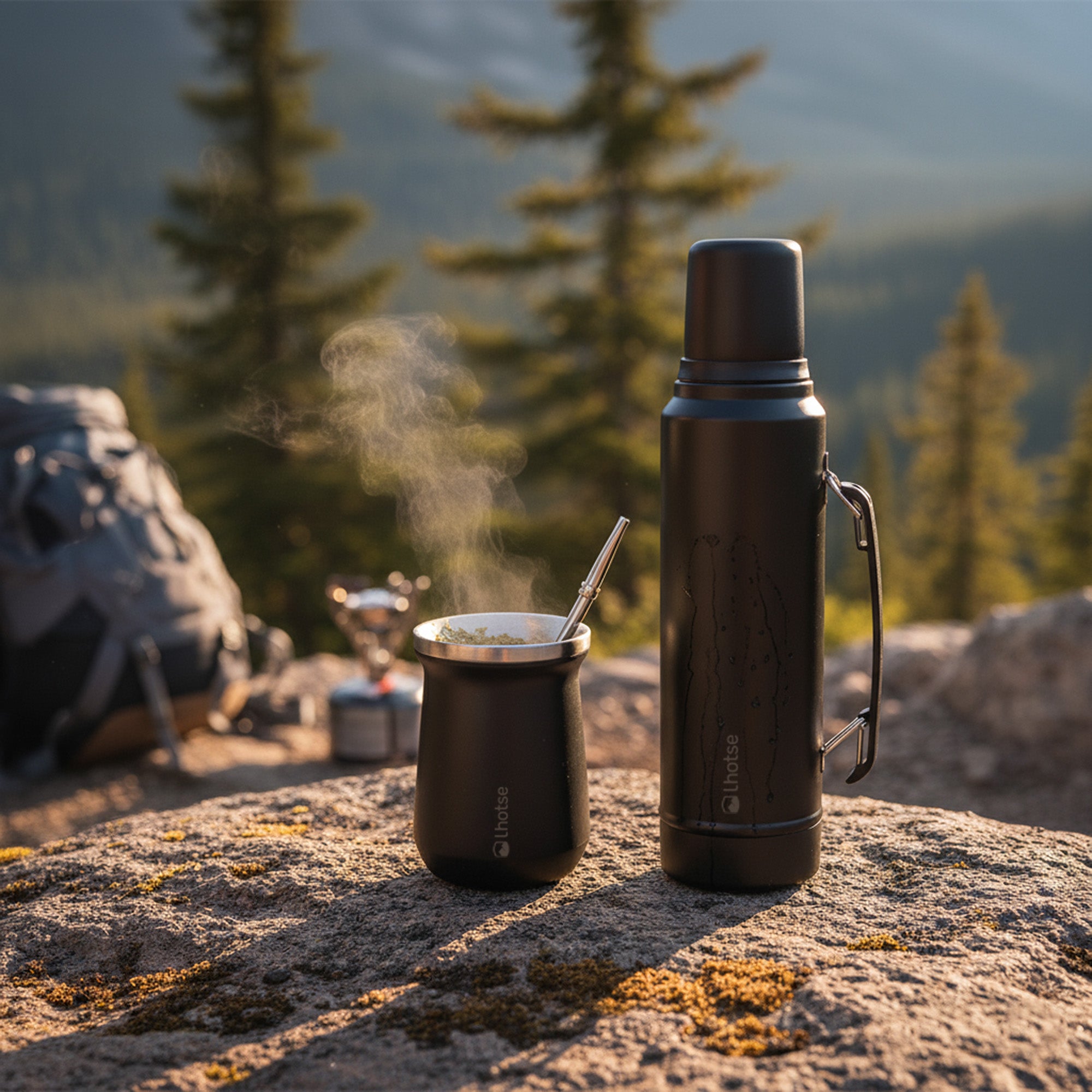 Termo Liquido Classic 1,3 lts + Mate Bombilla Lhotse Black