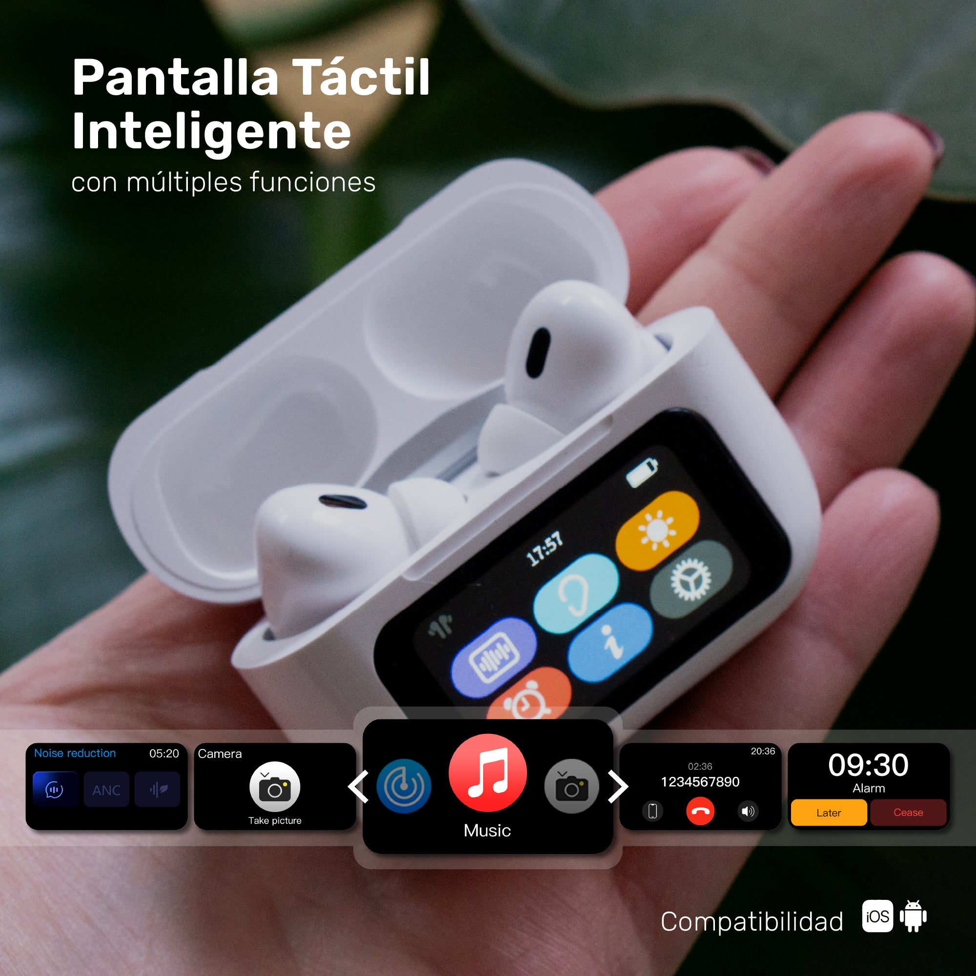 The Top: Audífonos TWS Pantalla Touch ANC RMPLUS + Jockey Ride Algodón