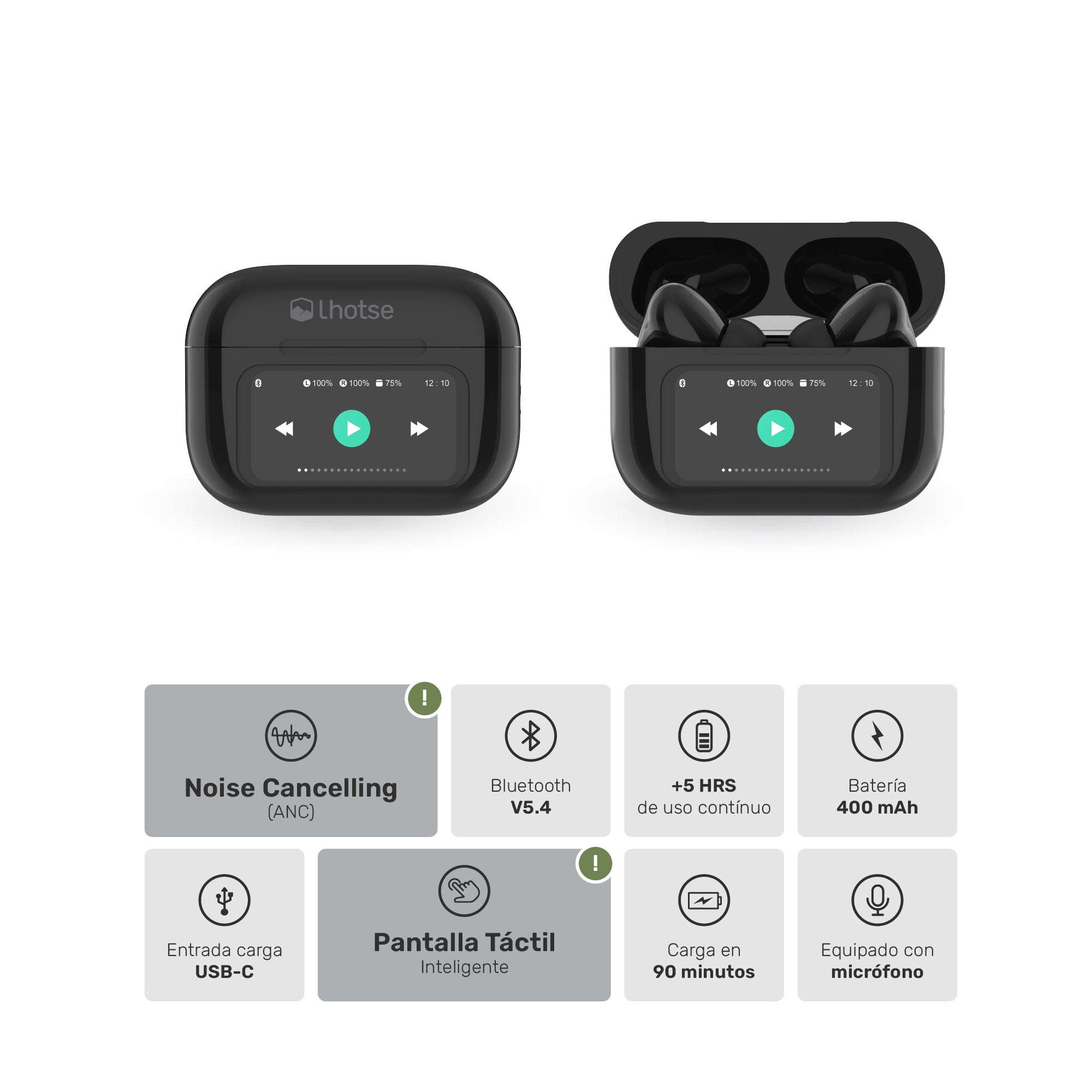 The Top: Audífonos TWS Pantalla Touch ANC RMPLUS + Jockey Ride Algodón