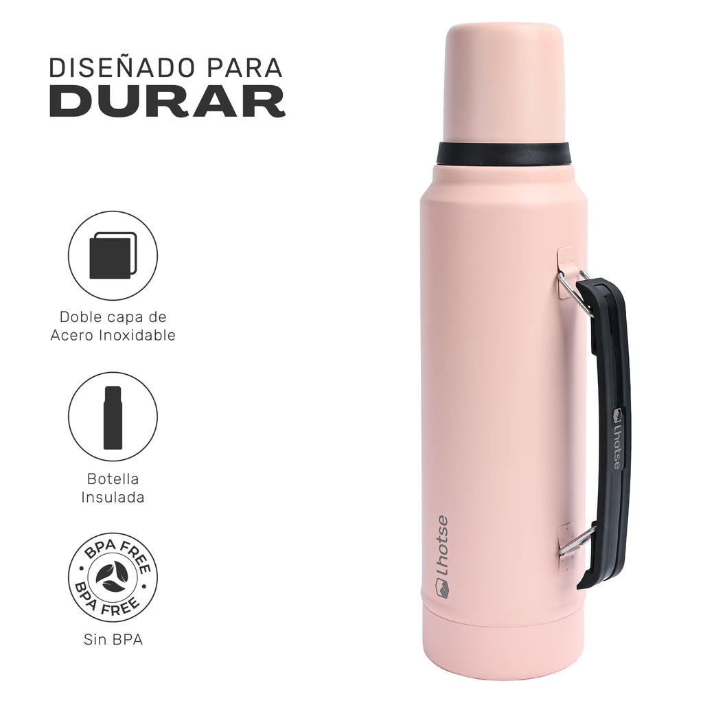 Lhotse Termo Líquido Classic 1.3L Rosa diseñado para durar acero inoxidable - detalle