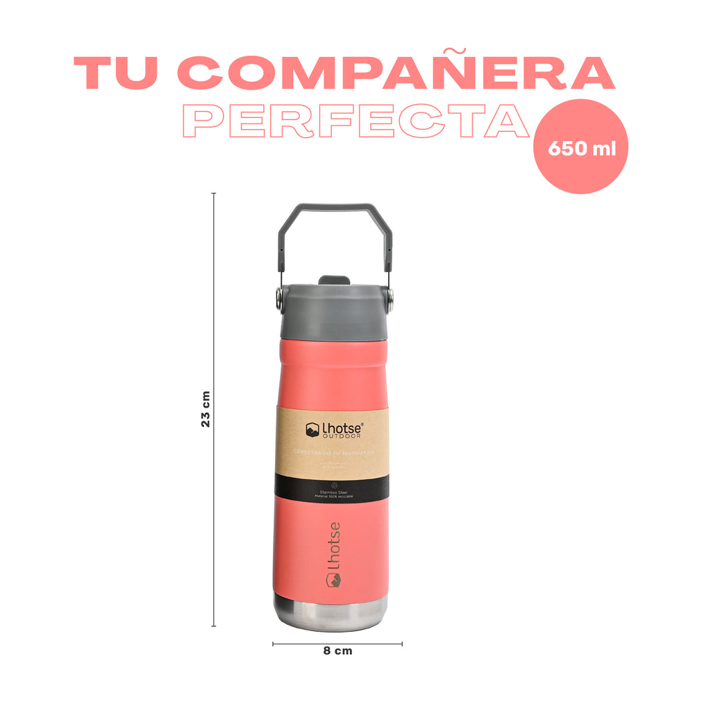 Lhotse Botella Térmica Adventure 650ml Rosa tu compañera vida activa - detalle