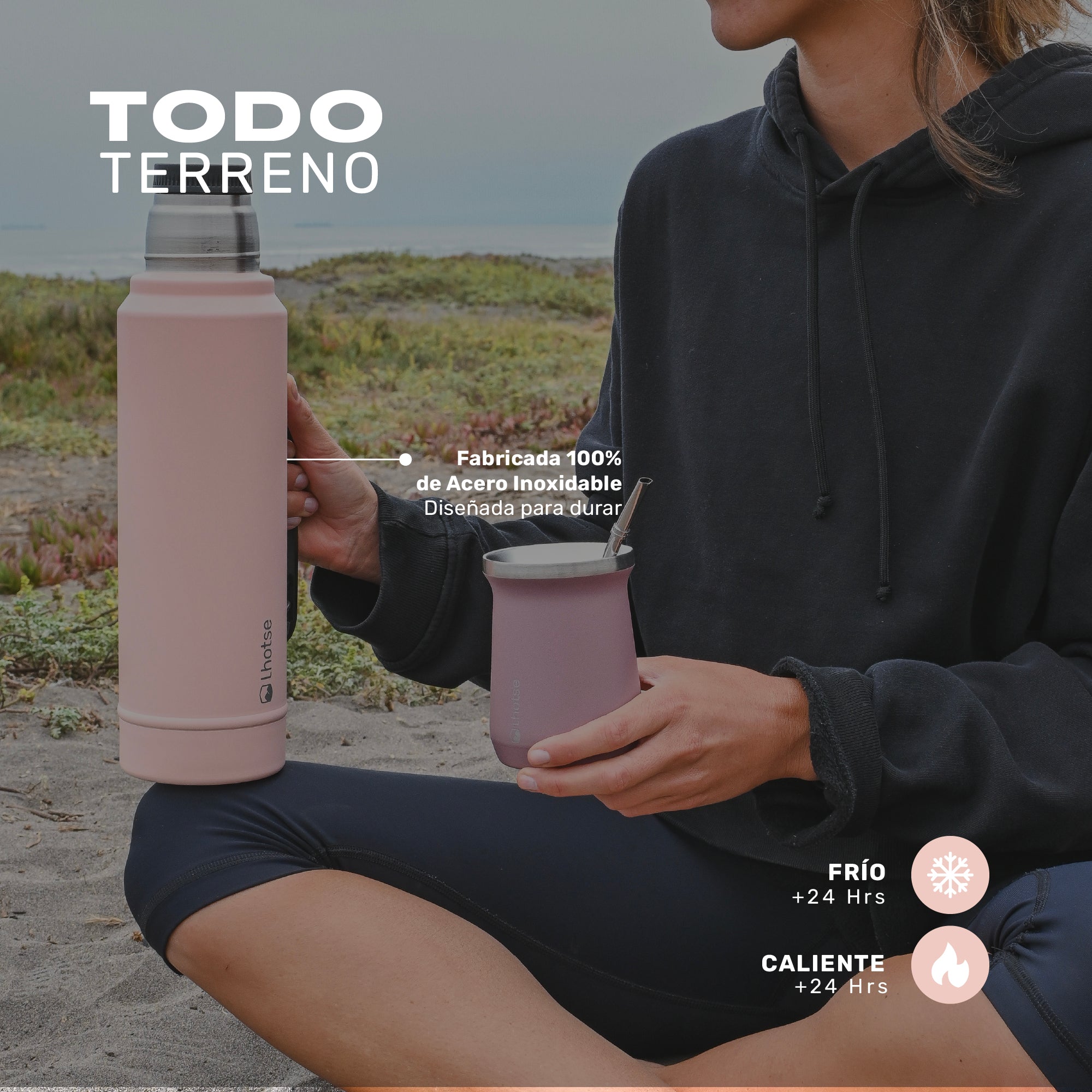 Lhotse Termo Líquido Classic 1.3L Rosa todo terreno outdoor - lifestyle