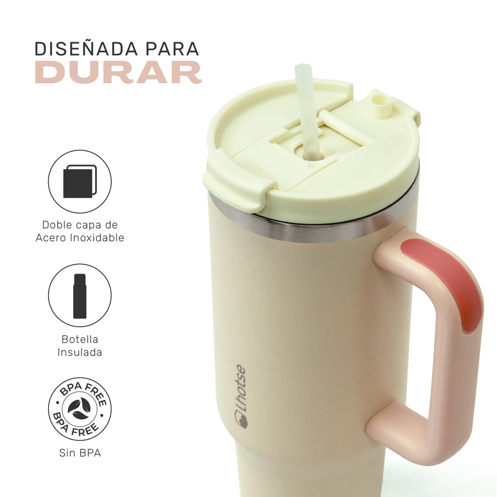 Lhotse Vaso Tumbler 1180ml Rosa diseñado para durar acero inoxidable - detalle