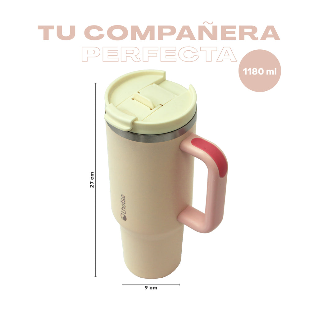Lhotse Vaso Tumbler 1180ml Rosa tu compañera vida activa - detalle