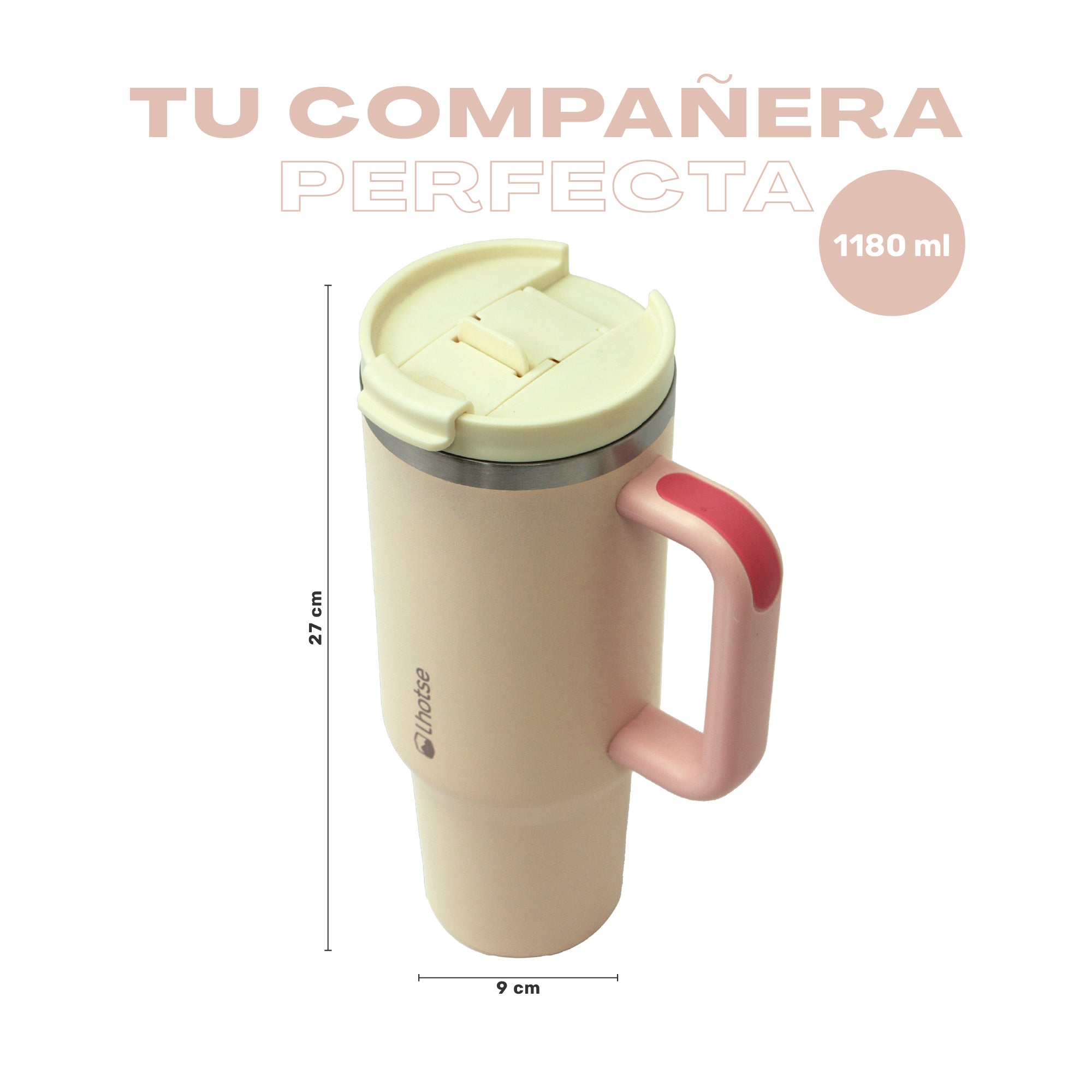 Lhotse Vaso Tumbler 1180ml Rosa tu compañera vida activa - detalle