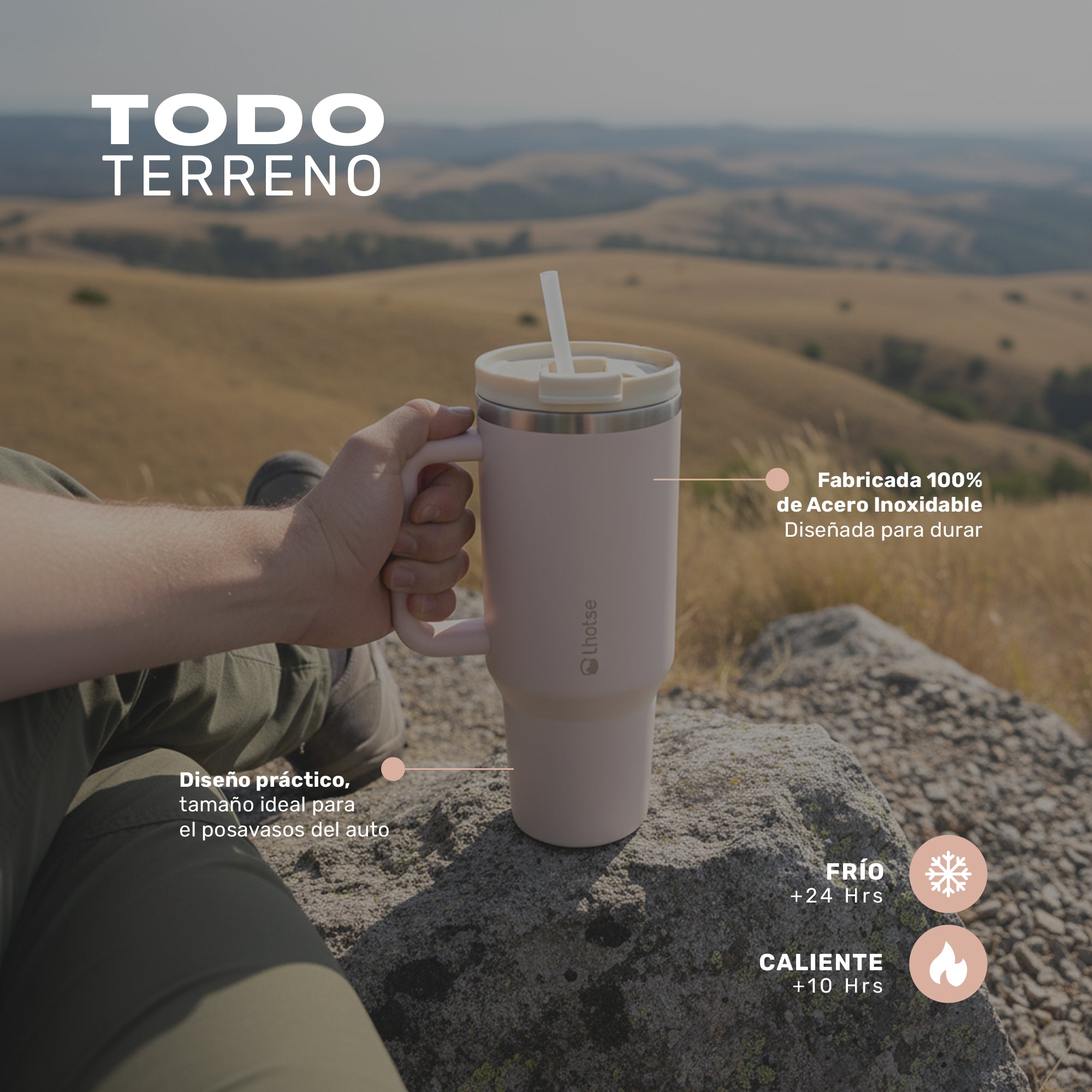 Lhotse Vaso Tumbler 1180ml Rosa todo terreno outdoor - lifestyle