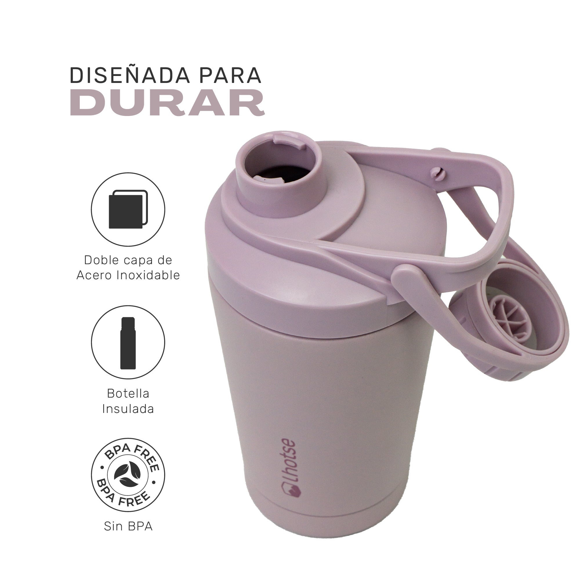 Shaker Vaso Proteina + Botella Térmica Hydrocore Rosado