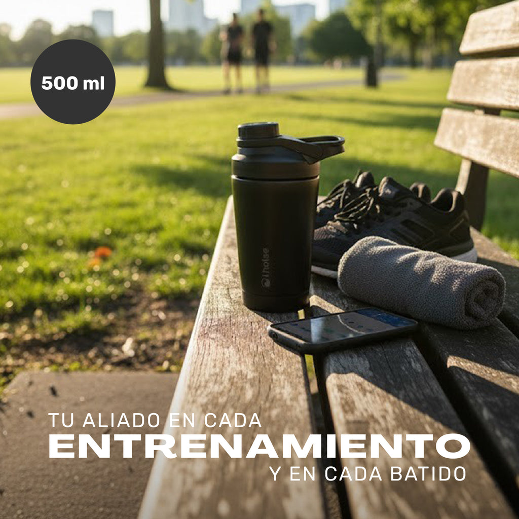 Shaker Vaso Proteina + Botella Térmica Hydrocore Negro