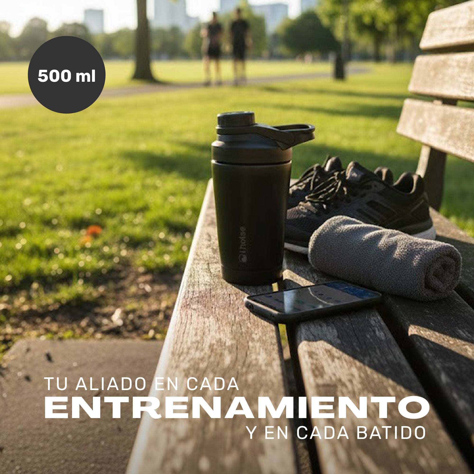 Shaker Vaso Proteina + Botella Térmica Hydrocore Negro