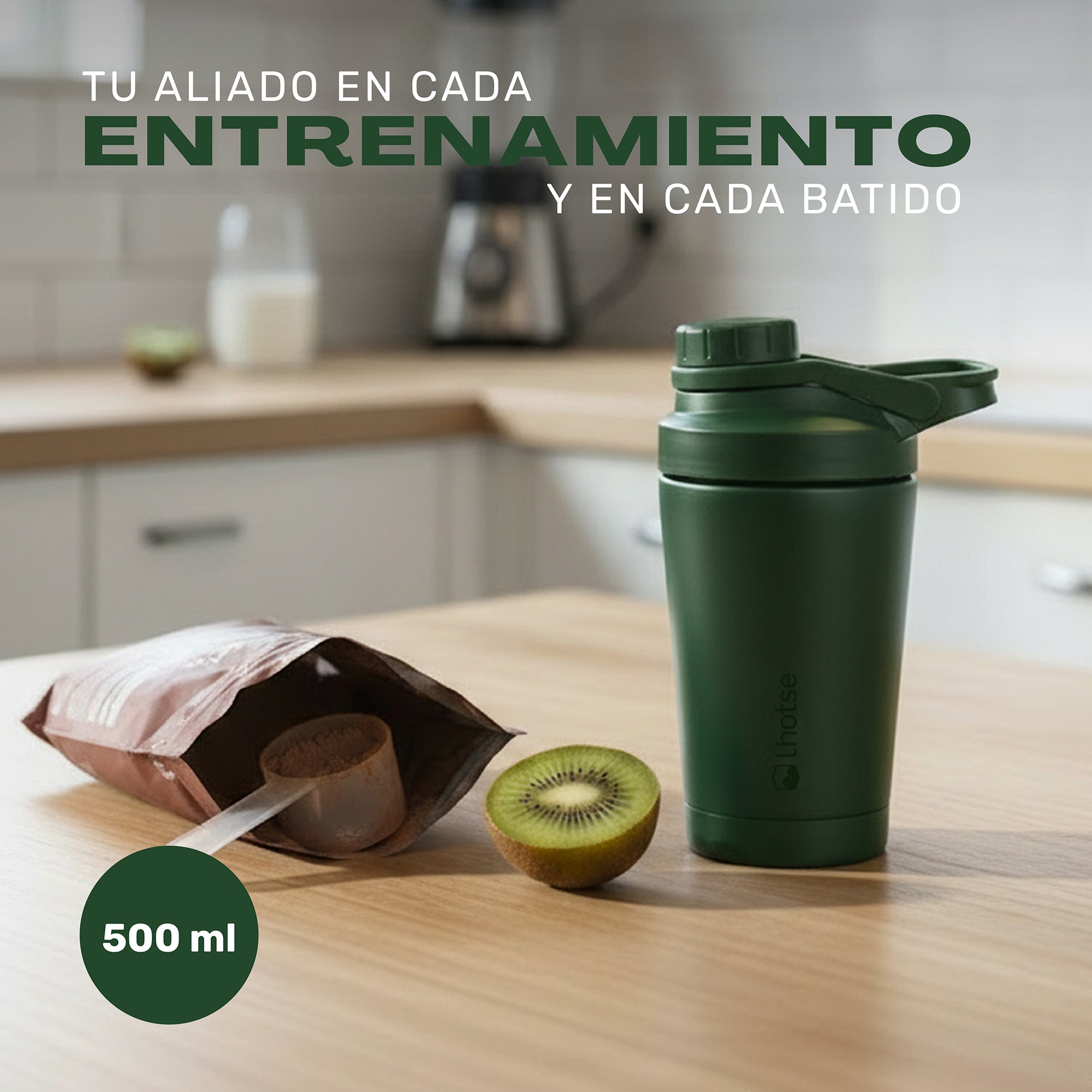 Shaker Vaso Proteina + Botella Térmica Hydrocore Verde