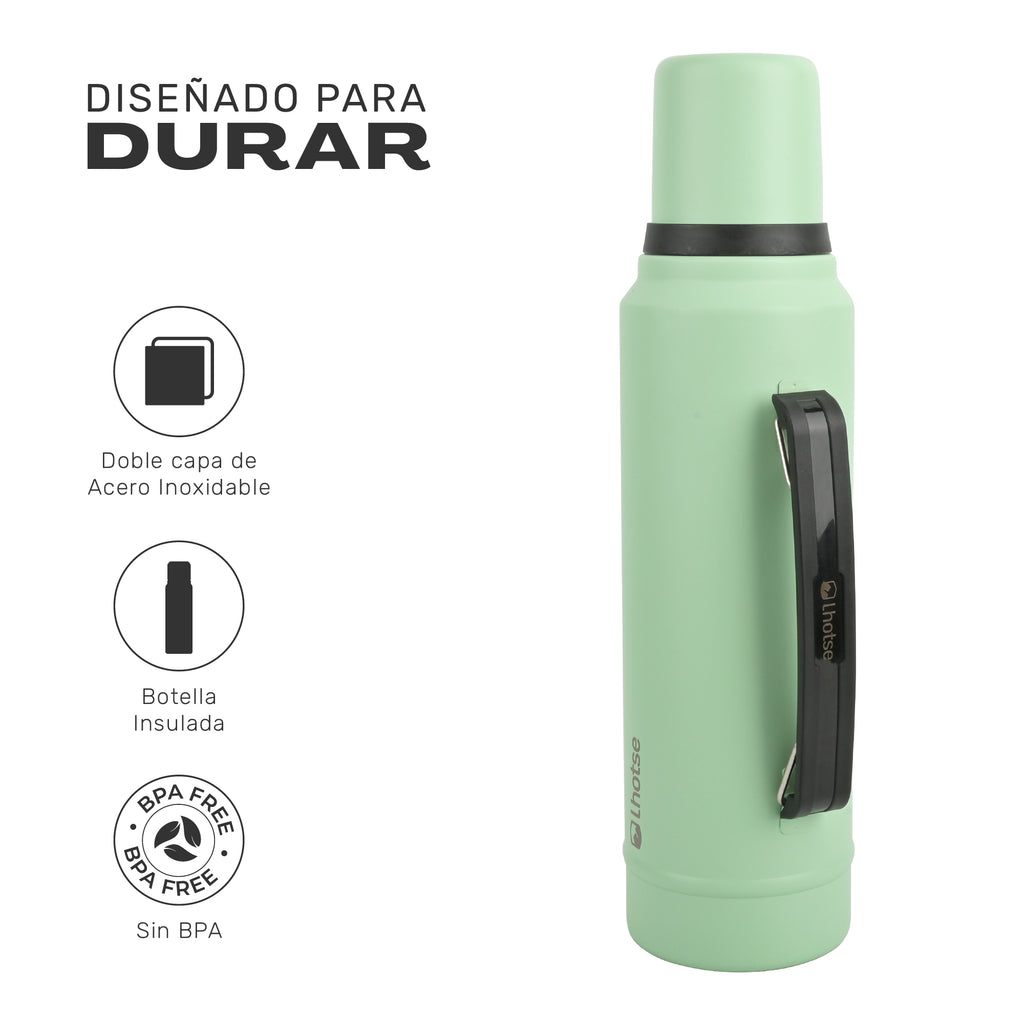 Lhotse Termo Líquido Classic 1.3L Verde claro diseñado para durar acero inoxidable - detalle