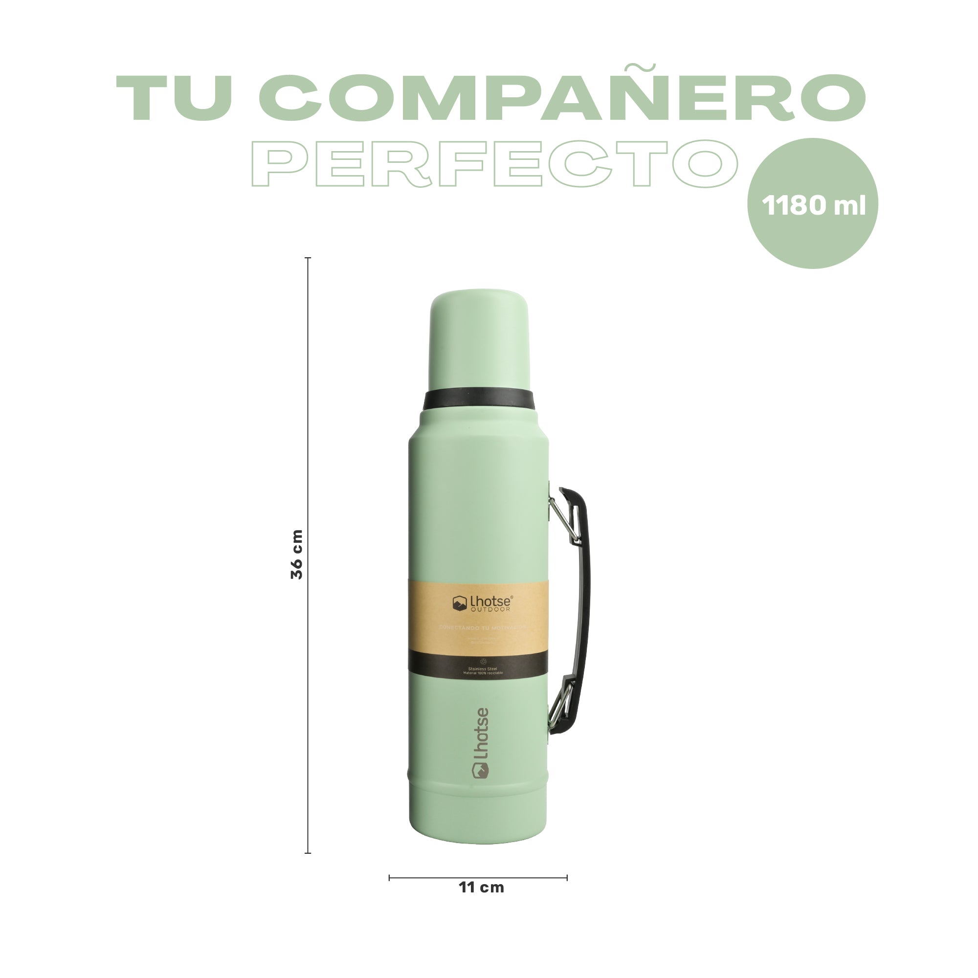 Lhotse Termo Líquido Classic 1.3L Verde claro tu compañero vida activa - detalle