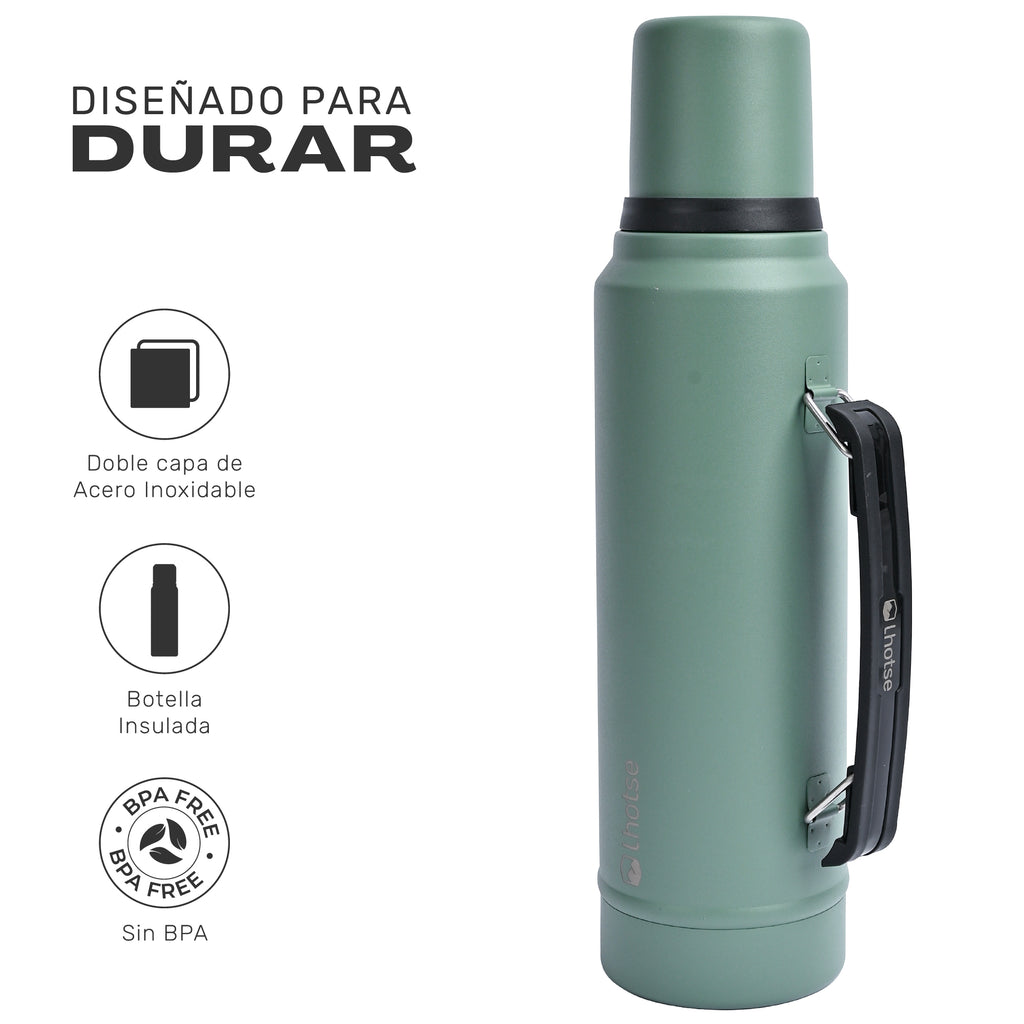 Lhotse Termo Líquido Classic 1.3L Verde diseñado para durar acero inoxidable - detalle