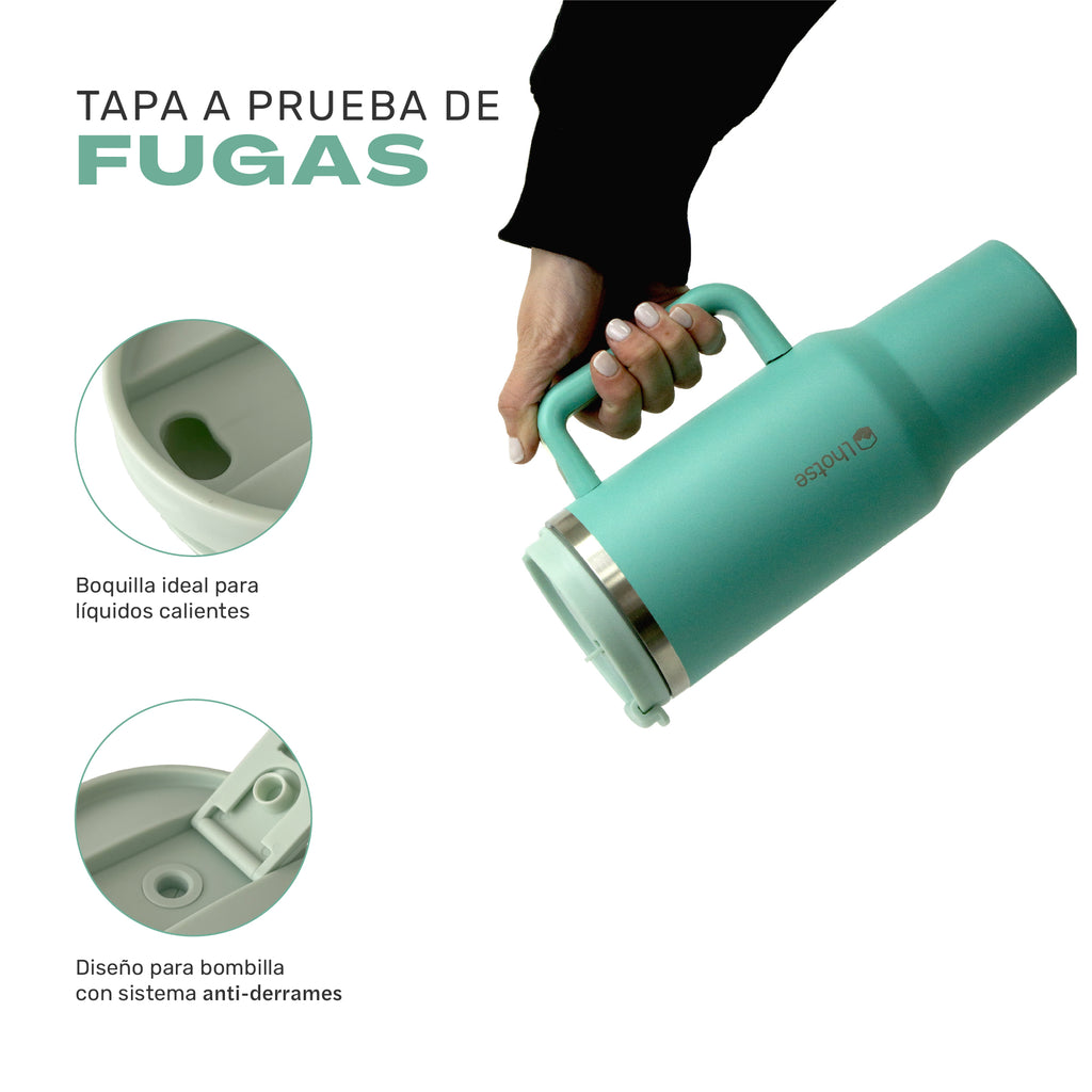 Lhotse Vaso Tumbler 1180ml Verde claro diseñado para durar acero inoxidable - detalle