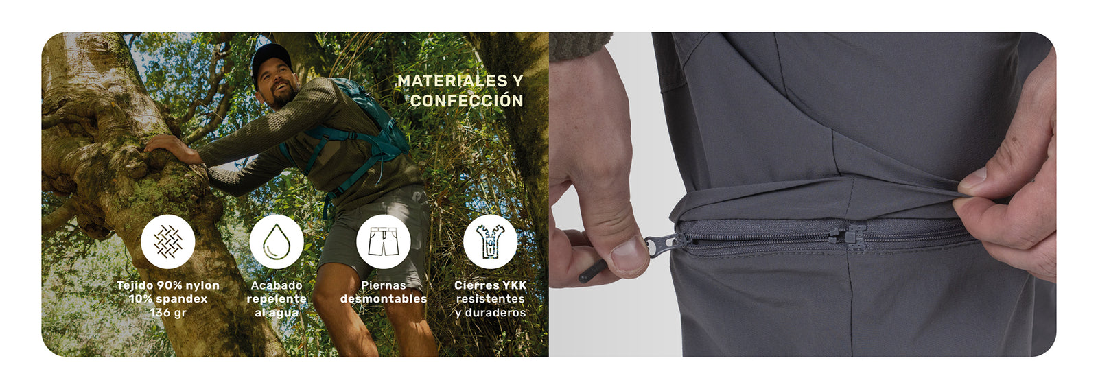 Pantalon Trekking Hombre Desmontable Lukla Lhotse
