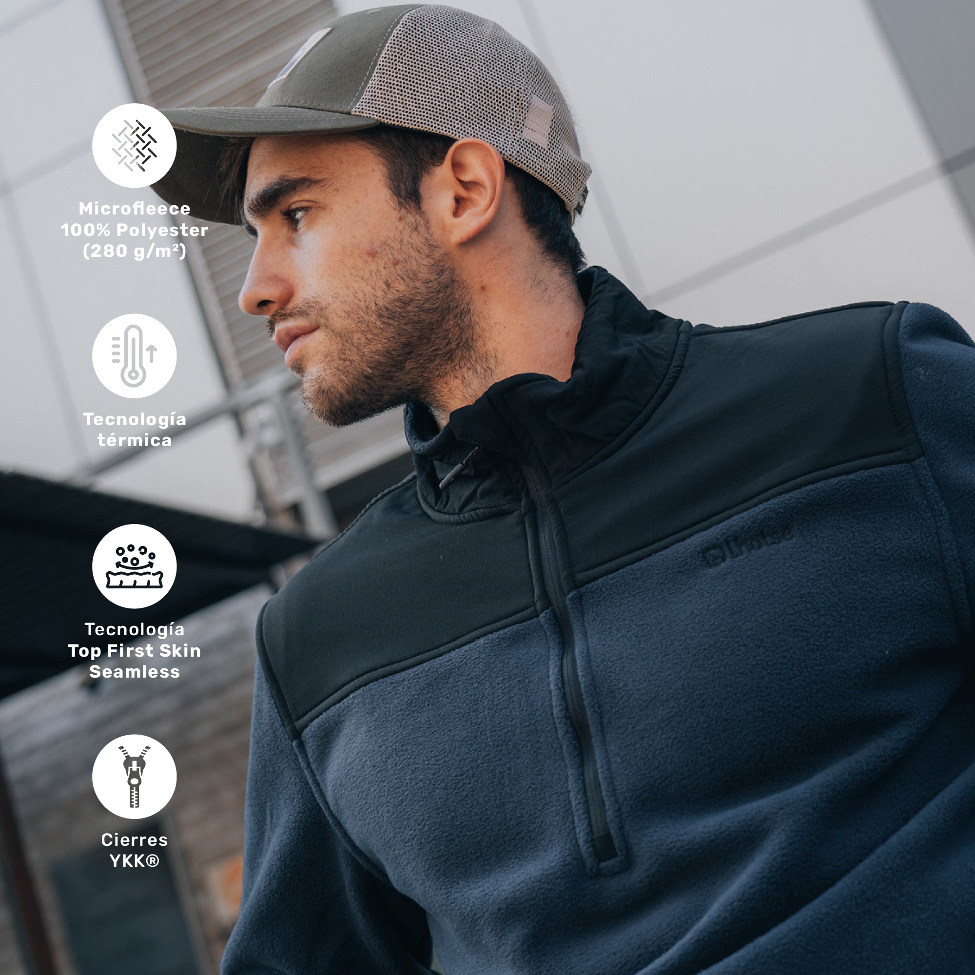 Polar Hombre Half Zip Térmico con Bolsillos Shar Lhotse