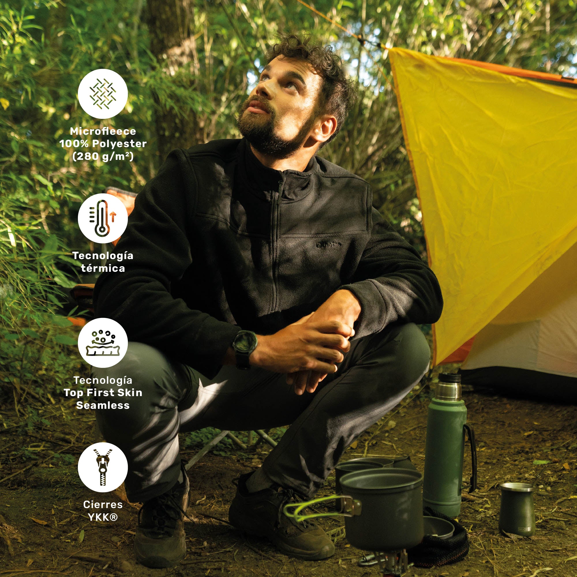 Polar Hombre Half Zip Térmico con Bolsillos Shar Lhotse