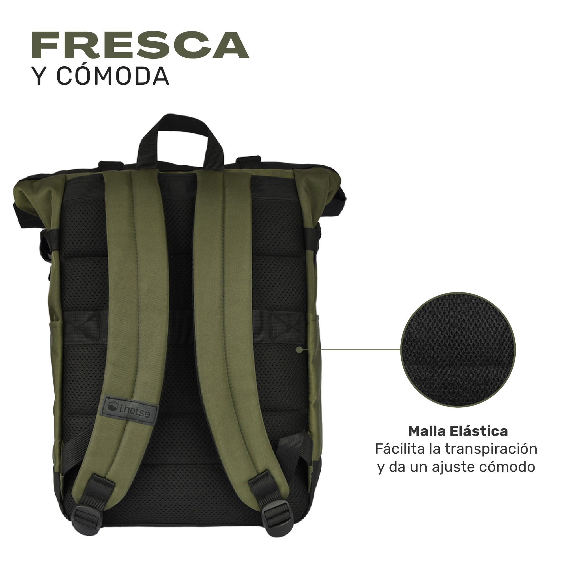 Lhotse Mochila Volcano 19L Verde en uso sostenida de frente - lifestyle
