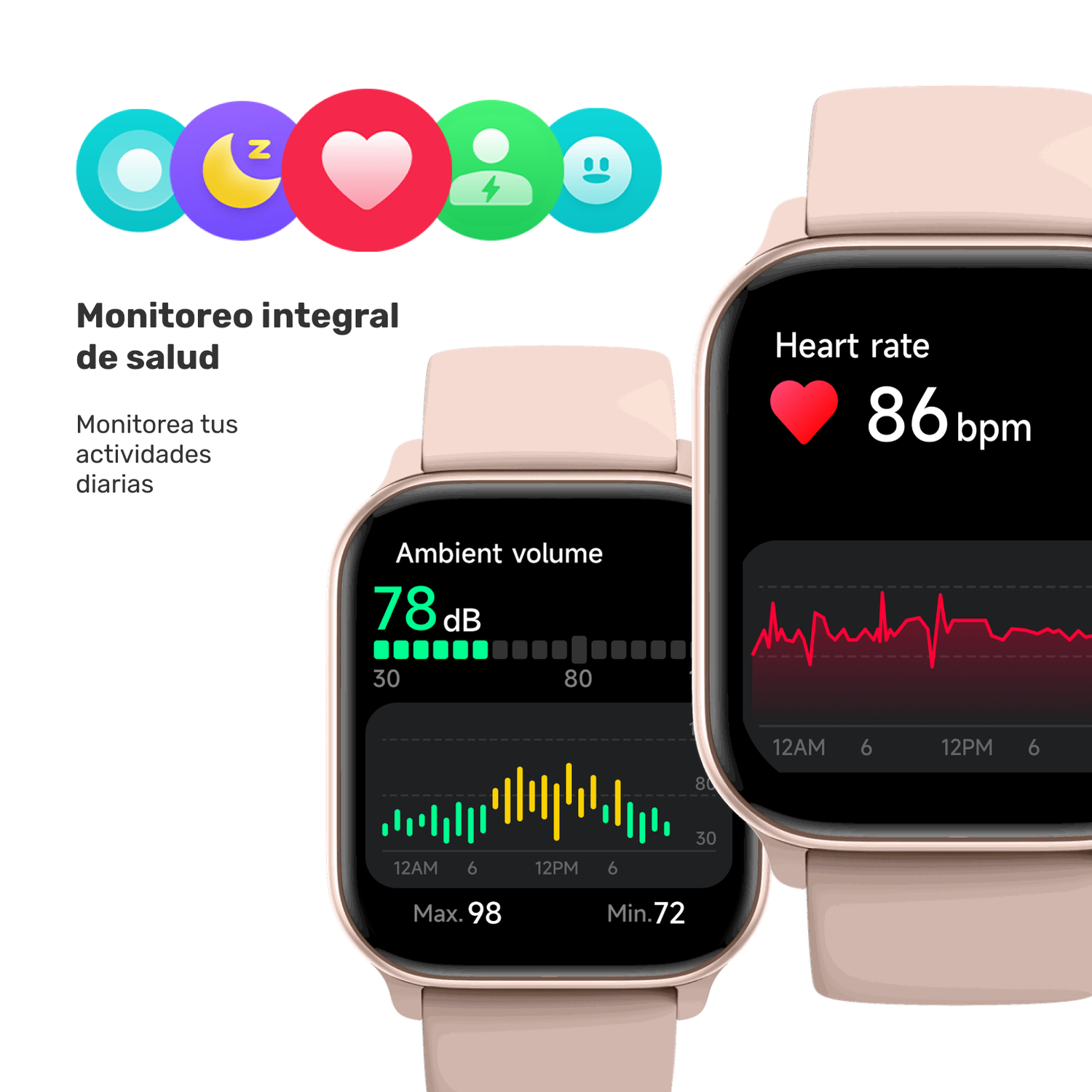 Rosa · Reloj Smartwatch Music Rhythm X10 41mm