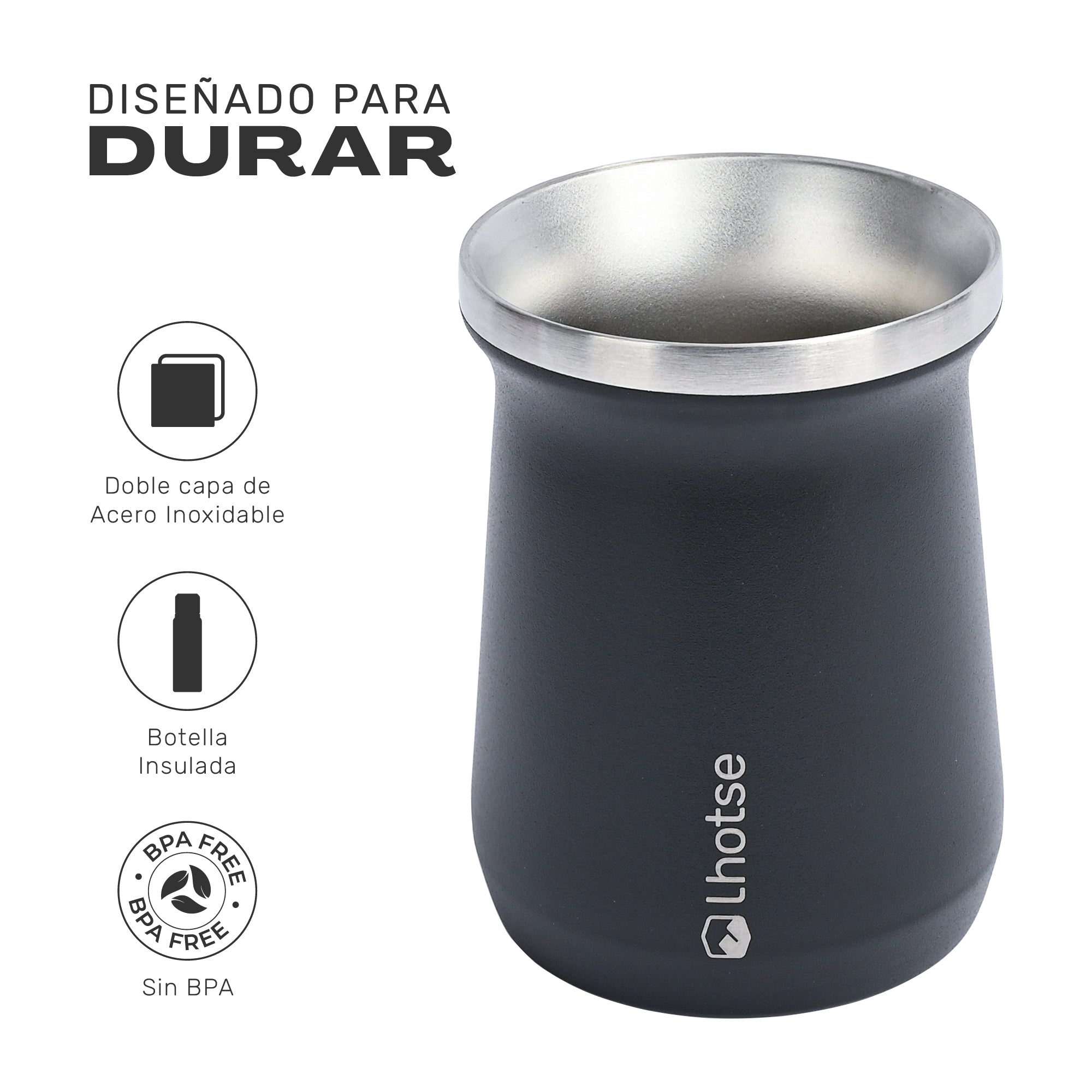 Mate Acero Inoxidable con Bombilla Lhotse