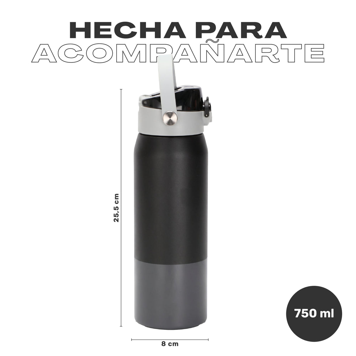Pack 2 Botellas Térmicas Hydrotek 750 ml de acero inoxidable Lhotse, medidas: 25,5 cm de alto por 8 cm de diámetro