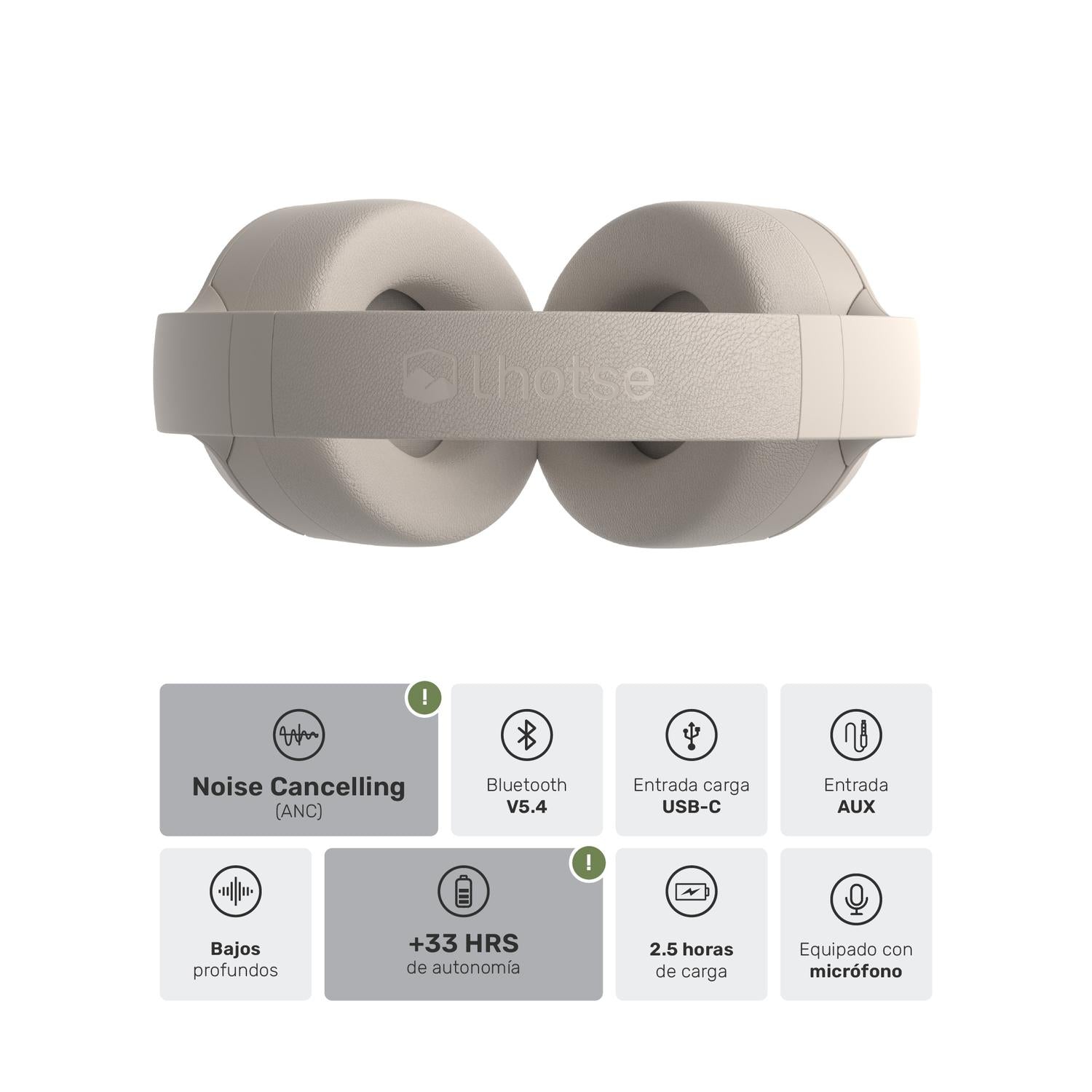 Lhotse Audífonos BeatMaster ANC Beige almohadillas memory foam - detalle