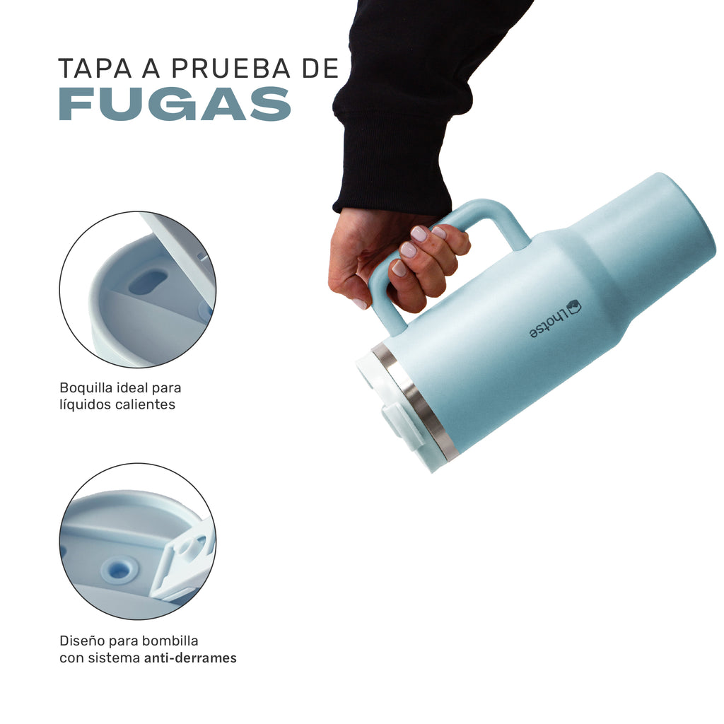 Lhotse Vaso Tumbler 1180ml Azul cielo tapa a prueba de fugas componentes - detalle