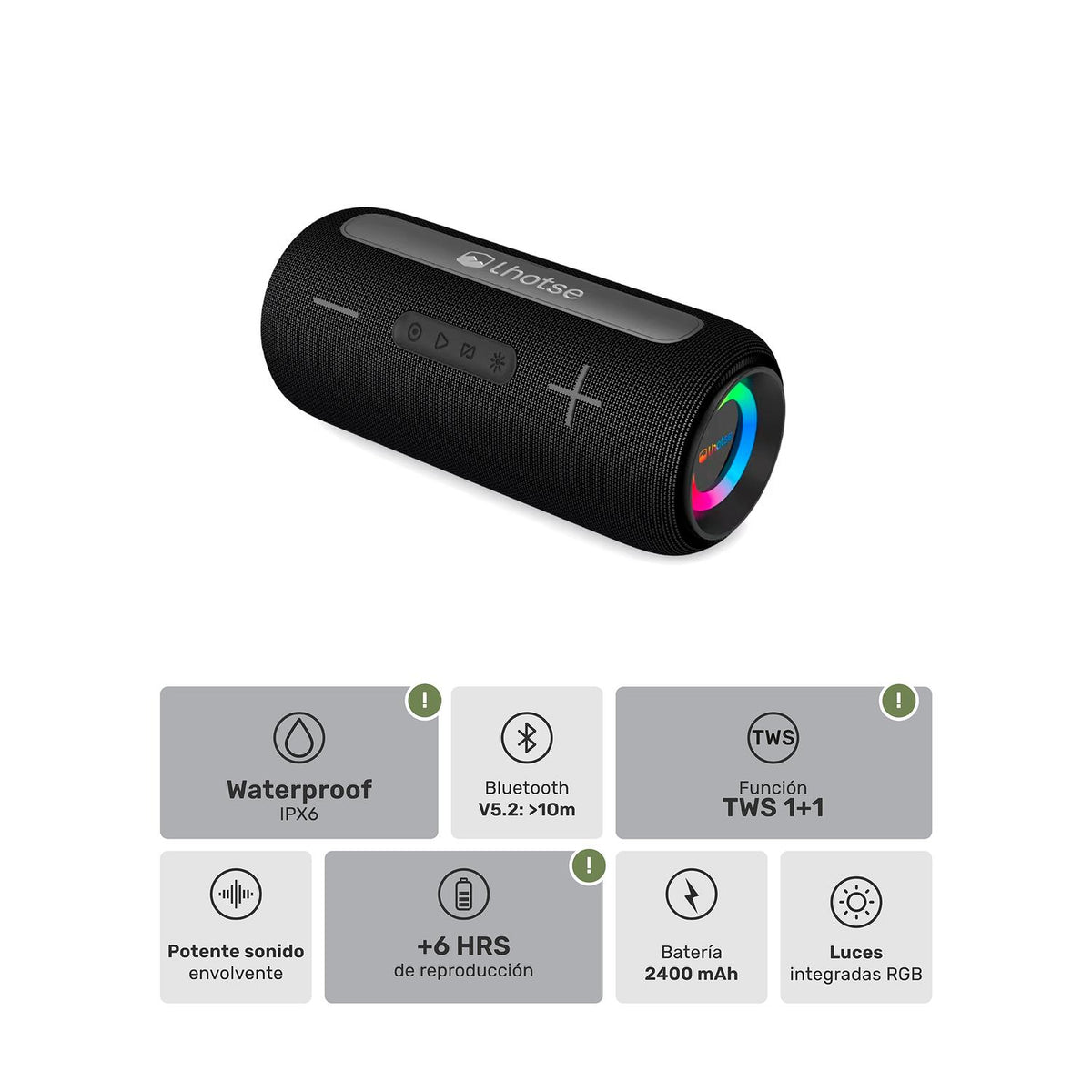 Negro · Parlante Portátil Inalámbrico Bluetooth Journey