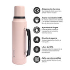 Lhotse Pack Termo Líquido Classic 1.3L y Mate con Bombilla Rosado componentes pack completo - detalle