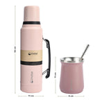 Lhotse Pack Termo Líquido Classic 1.3L y Mate con Bombilla Rosado en uso outdoor - lifestyle