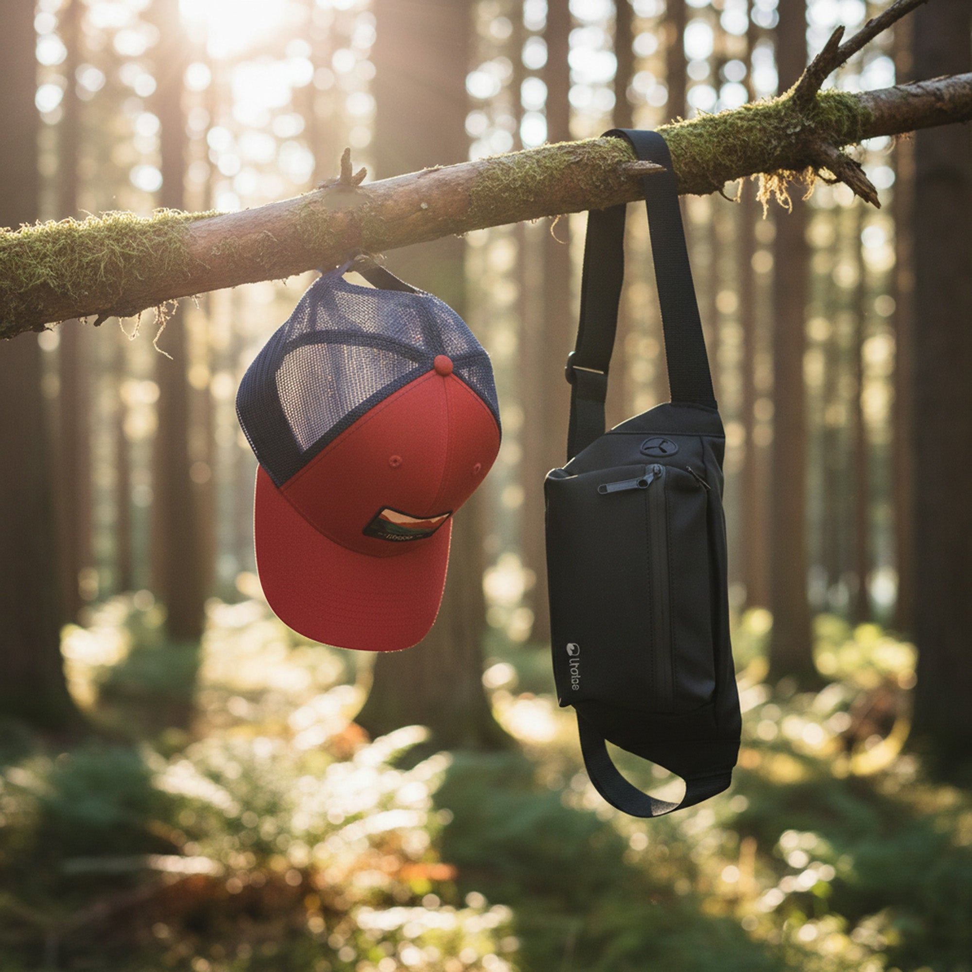 The Top: Banano Impermeable Negro + Jockey Trekker Algodón