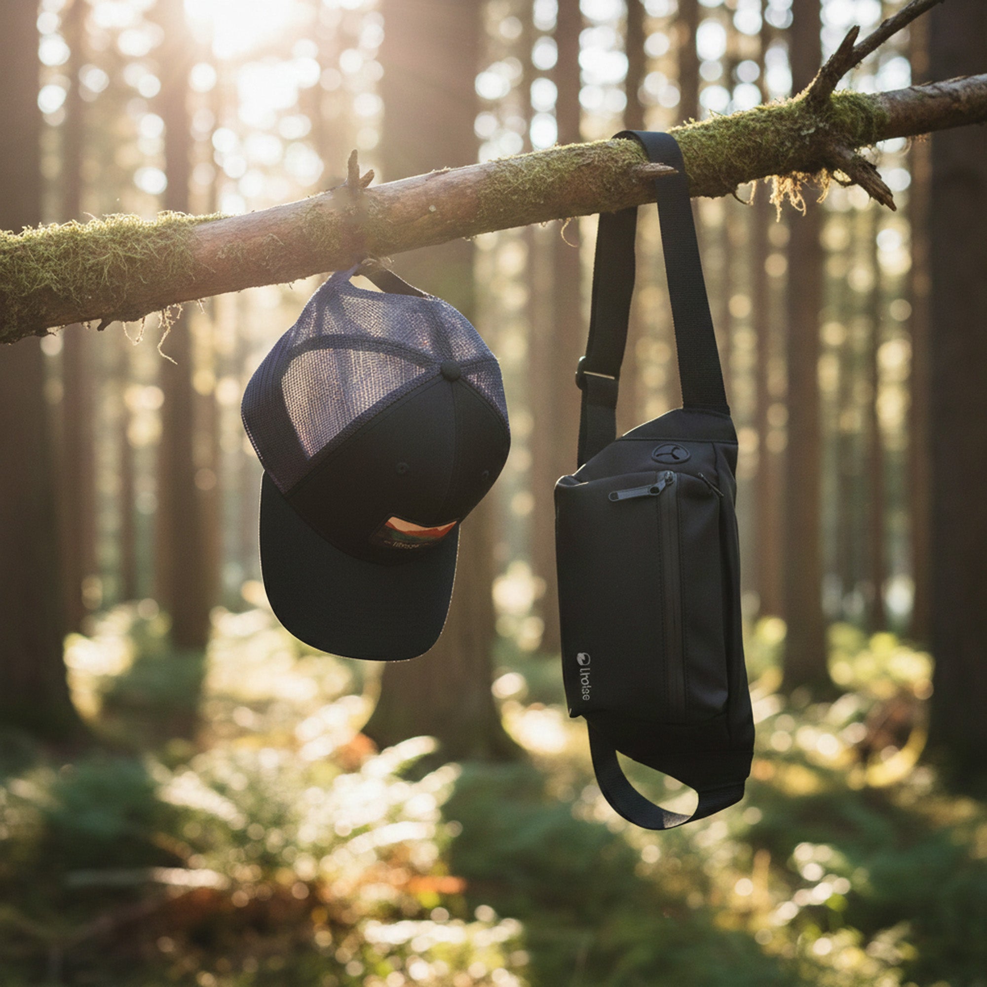 The Top: Banano Impermeable Negro + Jockey Trekker Algodón