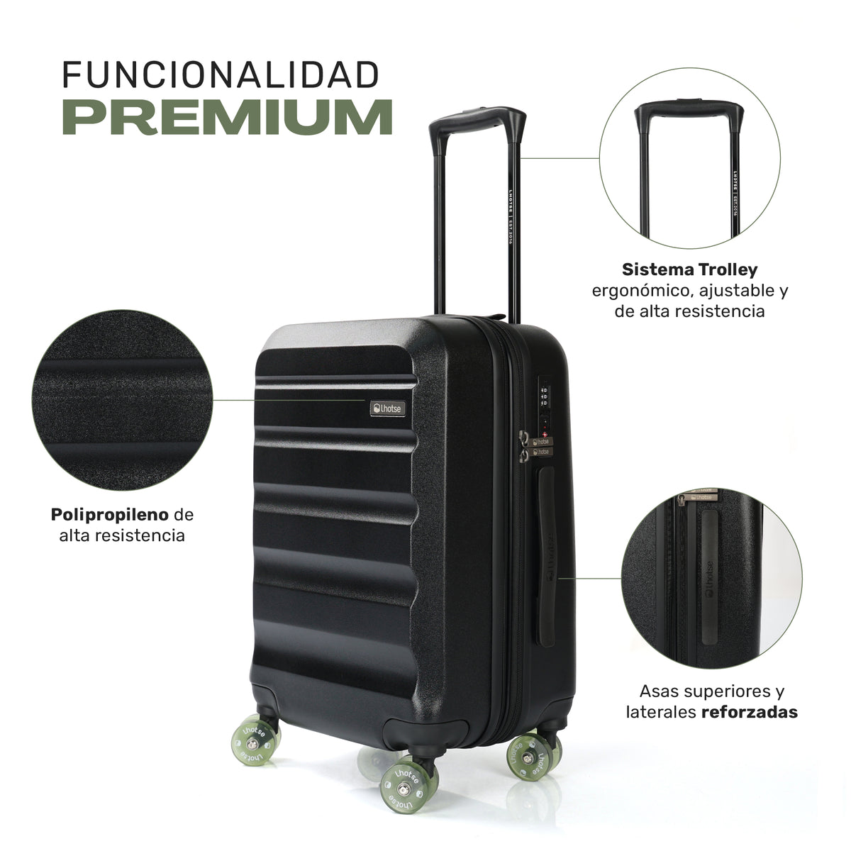 Maleta Frontier: trolley ergonómico, asas reforzadas y carcasa de alta resistencia
