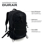 Negro · Mochila Outdoor DayPack Latok 25L Negro Lhotse, Nylon 210D Ripstop, 600D Oxford y cierres SBS