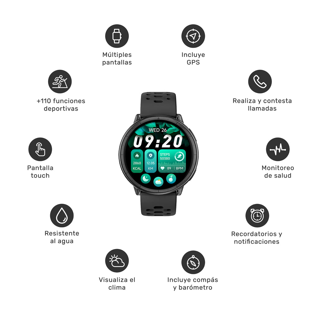 Reloj Smartwatch GPS Shar T1 43,5mm Lhotse Negro 8
