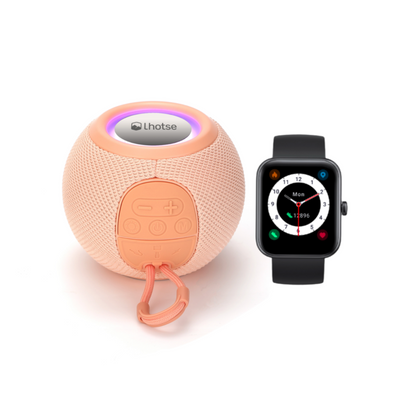 Pack Smartwatch Live 206 42mm Black + Parlante Bounce Pink