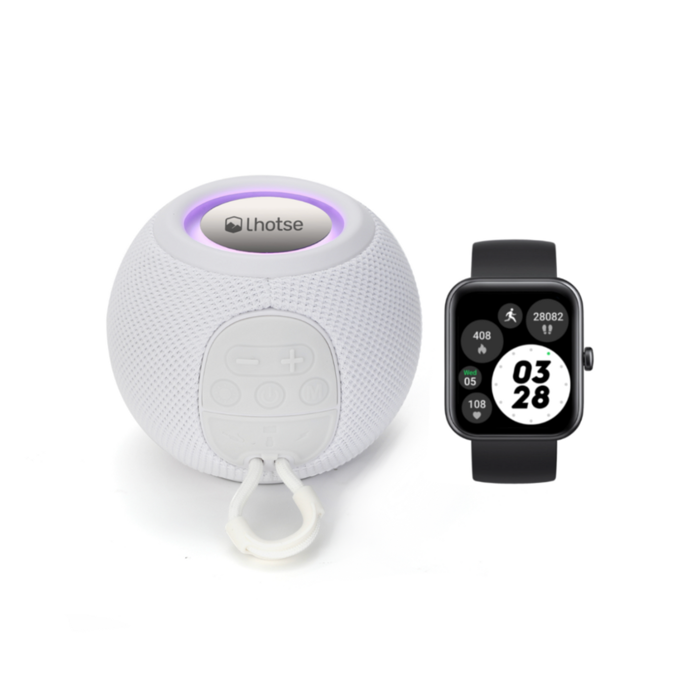 Pack Smartwatch Live mini 206 Black + Parlante Bounce White