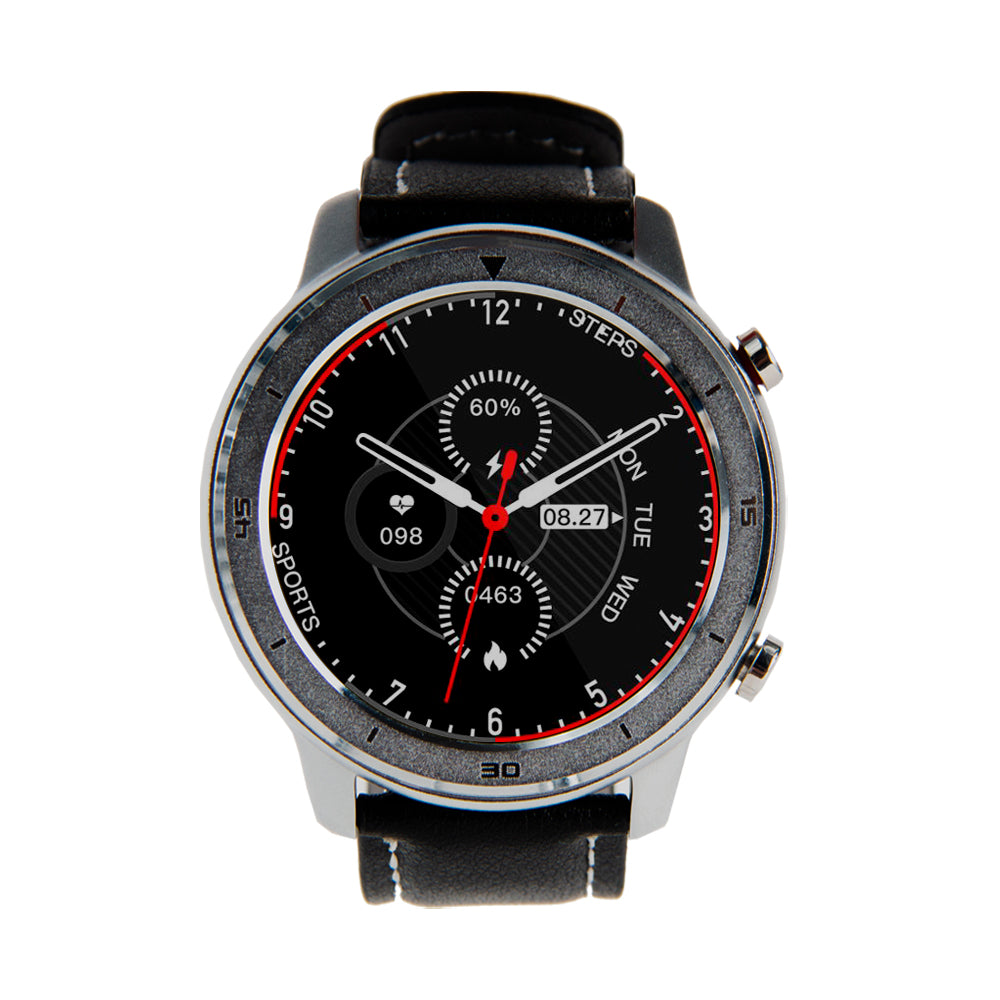 Reloj Smartwatch Lhotse RD7 Plateado Cuero Negro