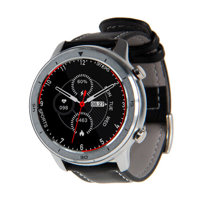 Reloj Smartwatch Lhotse RD7 Plateado Cuero Negro