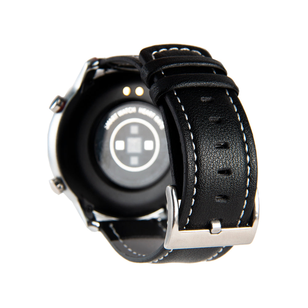 Reloj Smartwatch Lhotse RD7 Plateado Cuero Negro